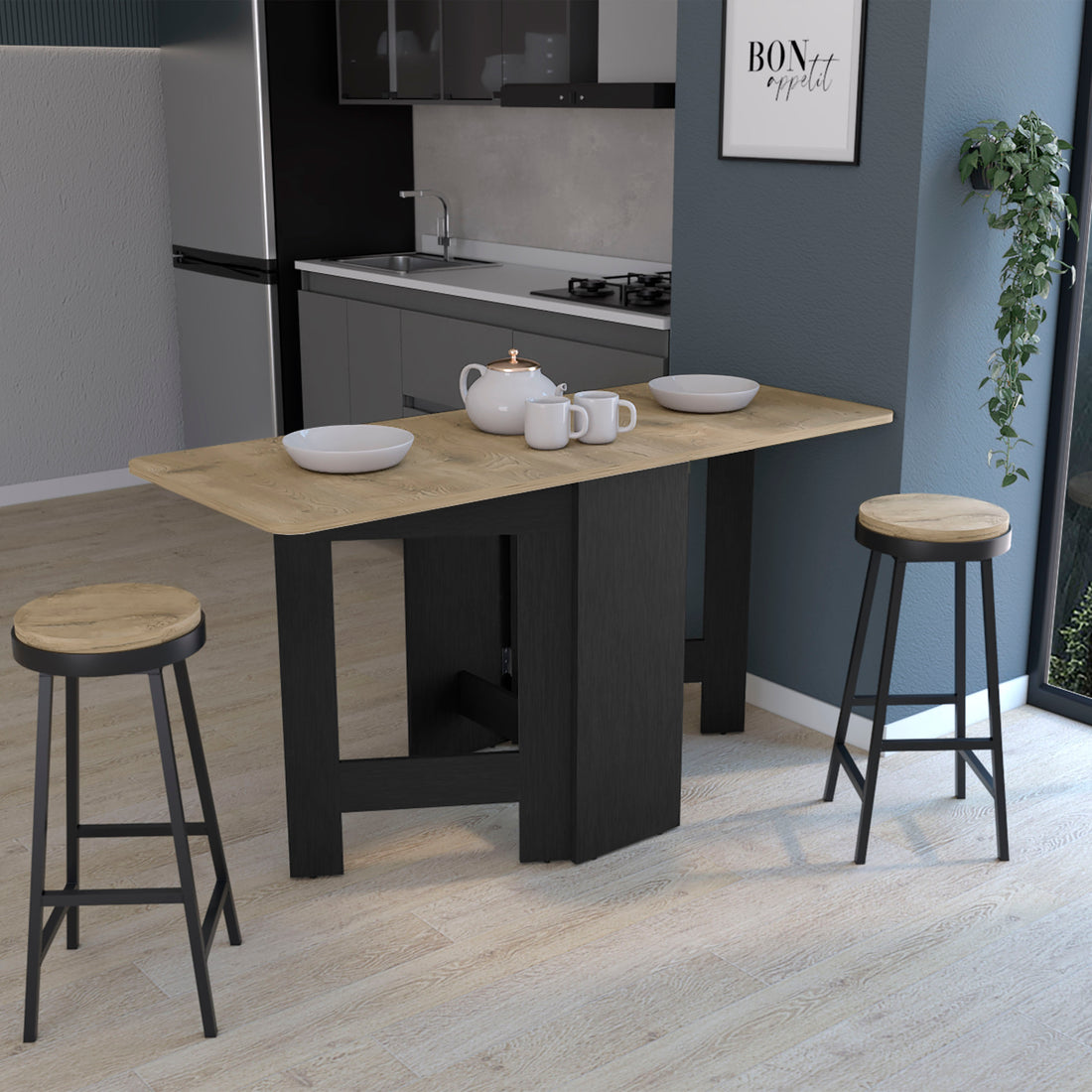 Gateleg Folding Table Space Saving With Compact Design Multicolor Folding Desk Top Dining Room Freestanding Rectangular Desk Rectangular Particle Board Engineered Wood