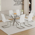 Table And Chair Set.Large Minimalist Rectangular Glass Dining Table For 6 8 With 0.39