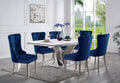 Contemporary Blue Color Flannelette 2Pcs Side Chairs Button Tufted Upholstered Dining Chairs Wingback Design Furniture Set Blue Dining Room Classic,Contemporary,Luxury Wingback Chair Tufted Back Set Of 2 Solid Wood