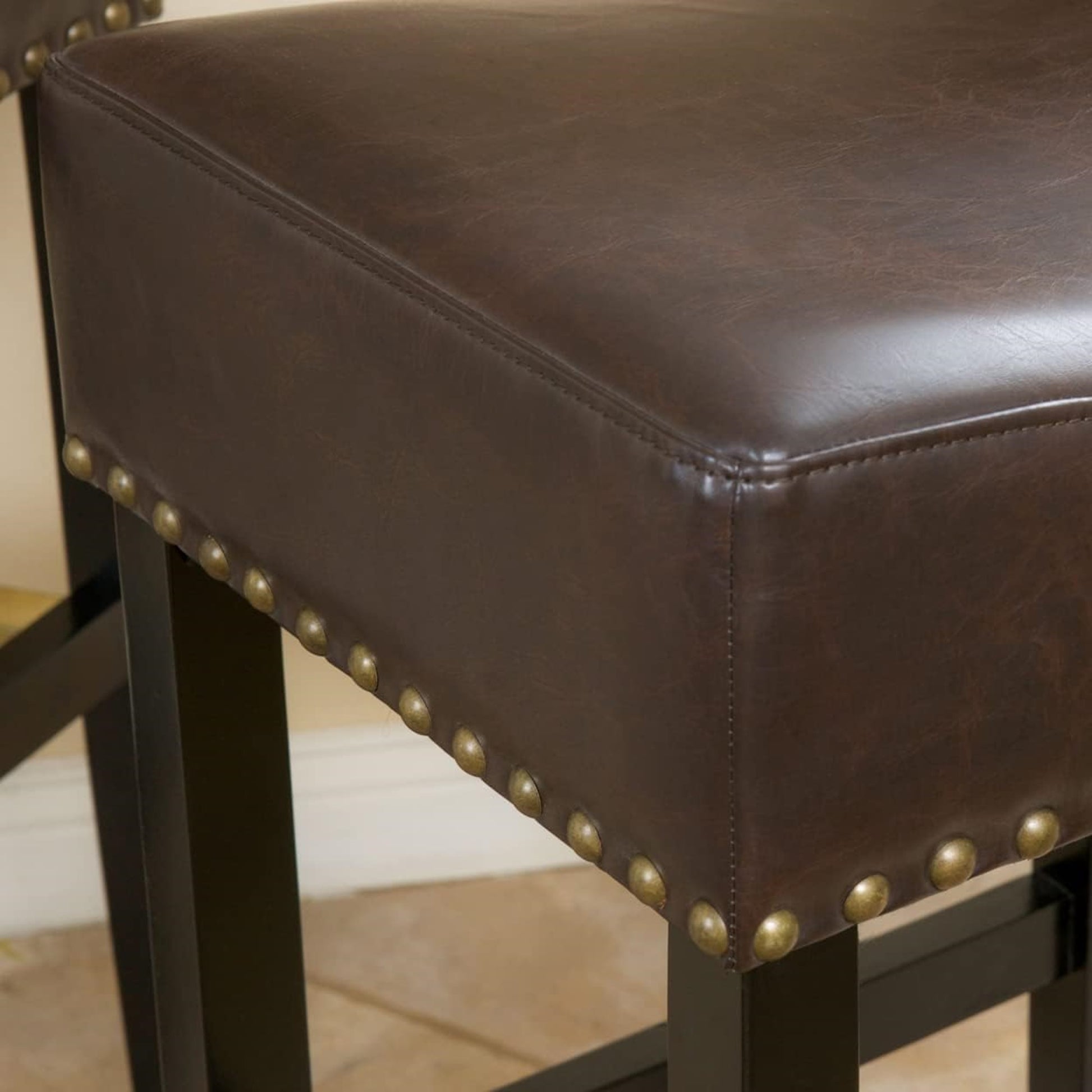 30 Inch Backless Brown Leather Counter Stool Set Of 2 Brown Set Of 2 Leather