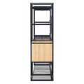 Open Style Wardrobe With Hanging Rails, Shelves And Drawers, Black Black Metal & Wood