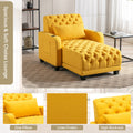 Coolmore Multifunctional Living Room Leisure Chaise Lounge Barry Tufted Comfy Armchair Wireless Charging, Smooth Reclining Backrest & Lumbar Pillow For Home Apartment Yellow Linen Yellow Foam Linen