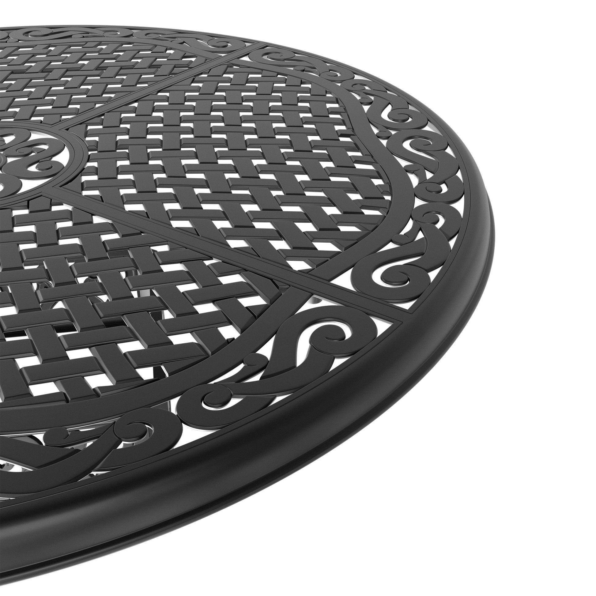 48inch patio table cover with umbrella hole 48 Inch Cast Aluminum Patio Dining Table With Black Frame And Umbrella