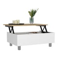 Gambia Lift Top Coffee Table, Four Legs White Light Oak White Primary Living Space Modern Freestanding Rectangular Open Storage Coffee & End Tables Rectangular Particle Board Particle Board