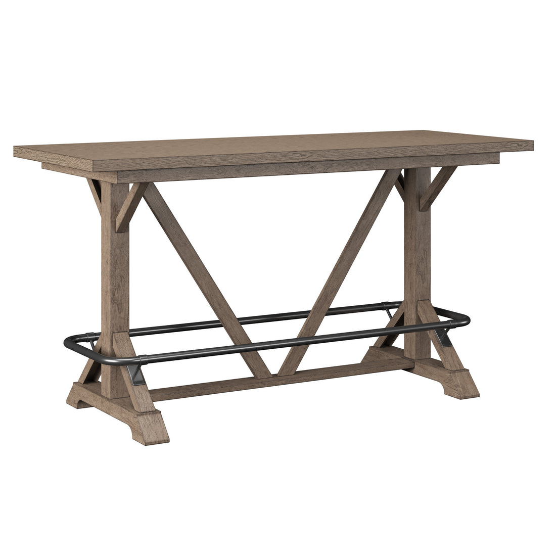 Benti Brown Bar Height Trestle Table Brown Solid Wood