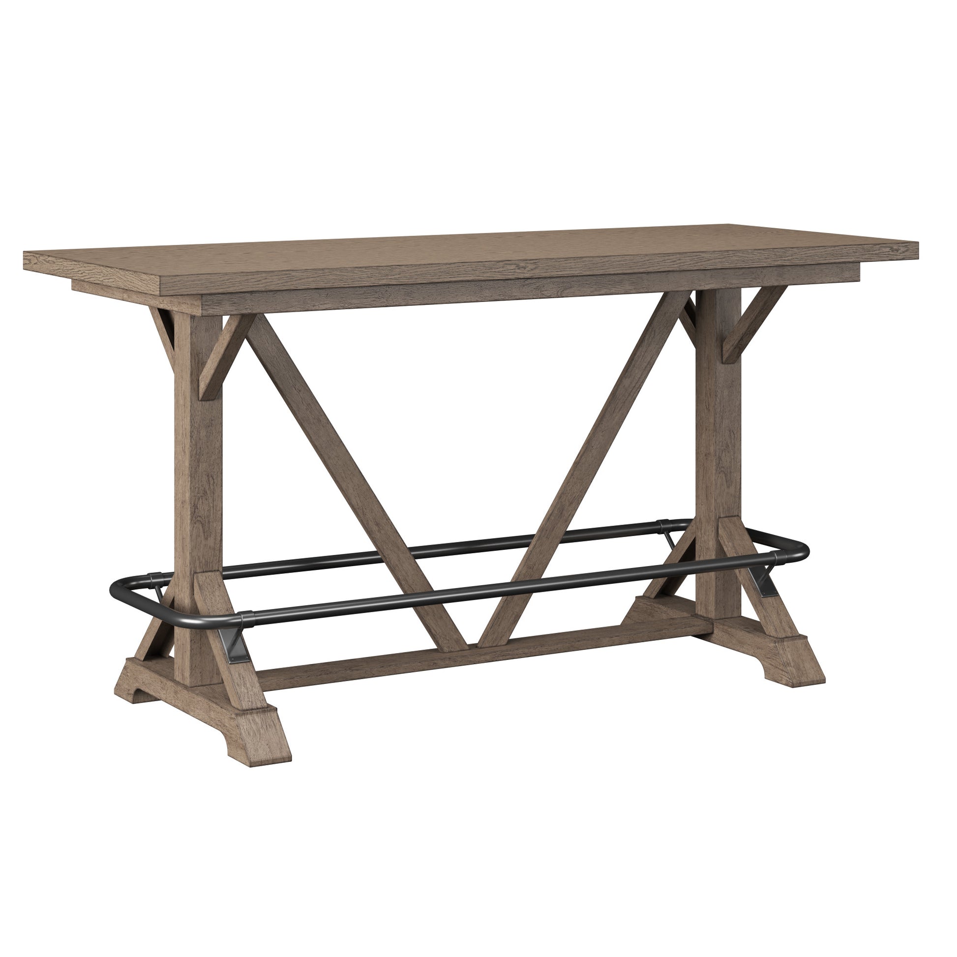 Benti Brown Bar Height Trestle Table Brown Solid Wood
