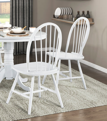 White Finish Side Chairs Set Of 2, Farmhouse Style Wooden Furniture Casual Dining Kitchen Traditional Windsor Back Chair White Dining Room Casual,Farmhouse Wingback Chair Wood