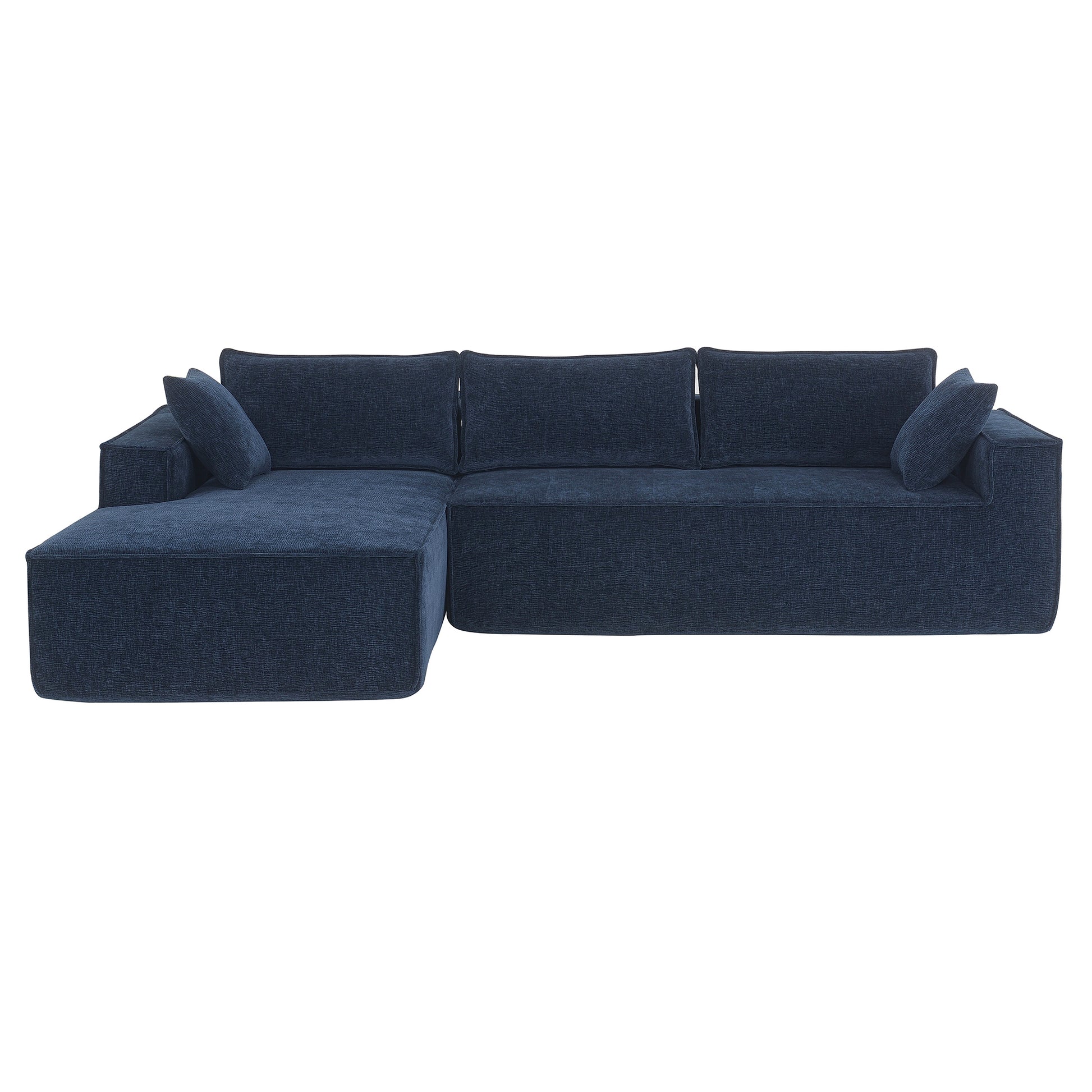 111.5*72"Minimalist Style Modular Sectional Sofa,Wrinkle Resistant Chenille Couch Set,L Shaped Sleeper Sofa Bed For Living Room,2 Pic Free Combination,No Assembly Require,3 Colors Dark Blue Chenille 4 Seat