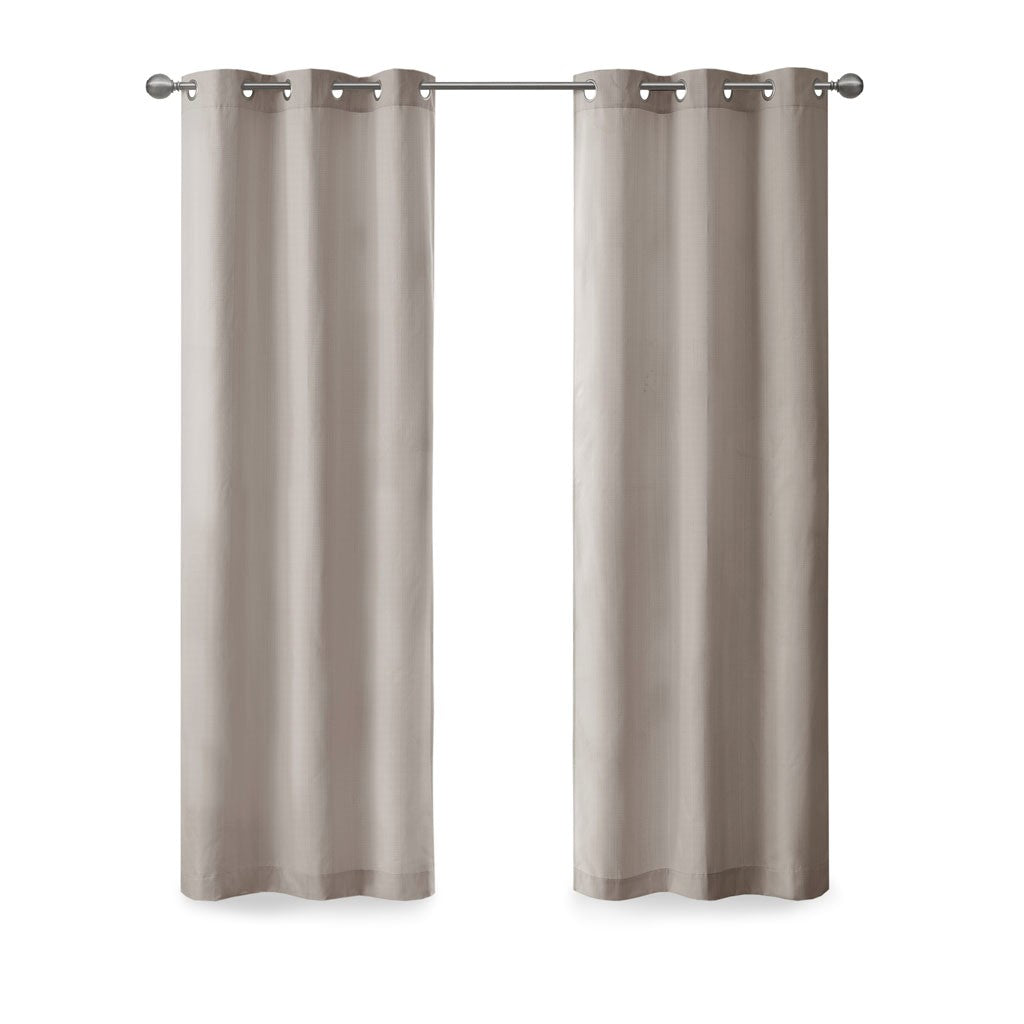 Basketweave Room Darkening Curtain Panel Pair 2 Pcs Window Panels Taupe Polyester