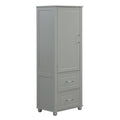 Tall Bathroom Storage Cabinet, Freestanding Storage Cabinet With Two Drawers And Adjustable Shelf, Mdf Board With Painted Finish, Grey Grey Mdf