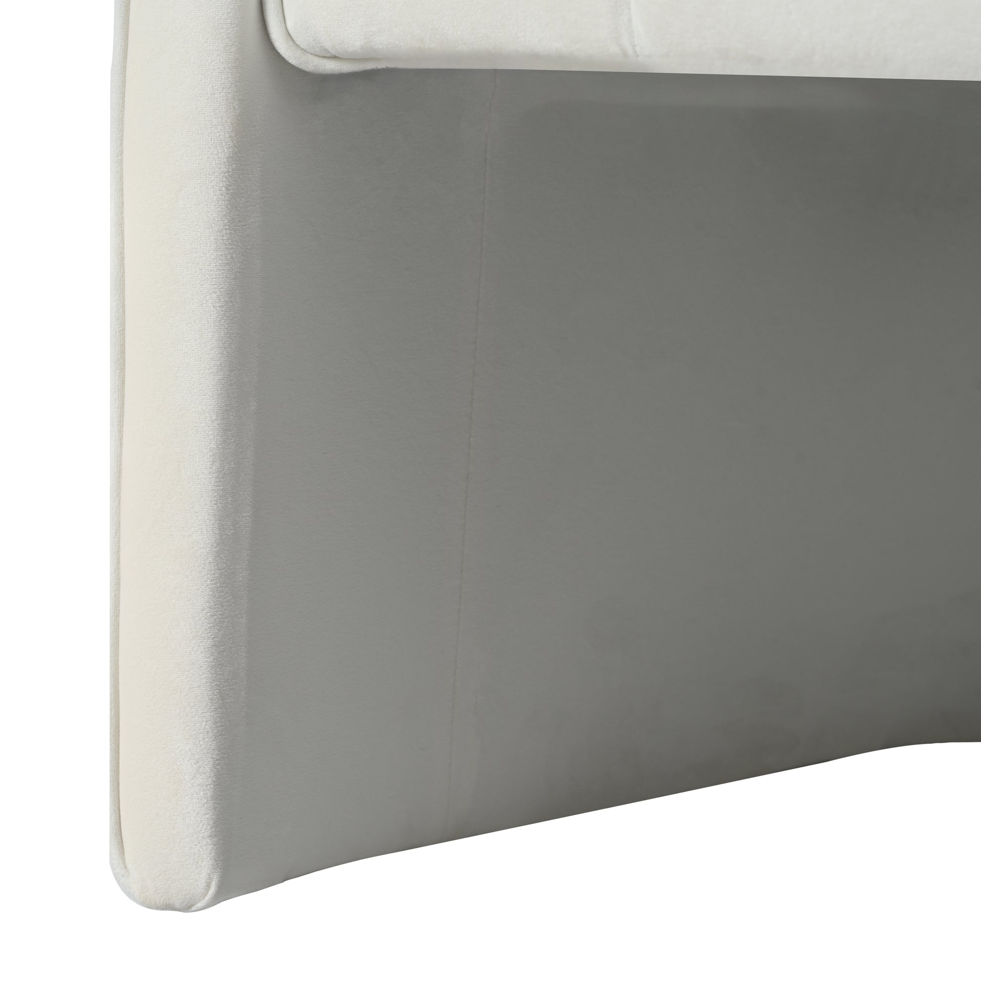 Modern Velvet Accent Chair With Ribbed Detail, Luxury Curved Fully Upholstered Accent Chair, Ivory White No Assembly Needed Ivory White Velvet