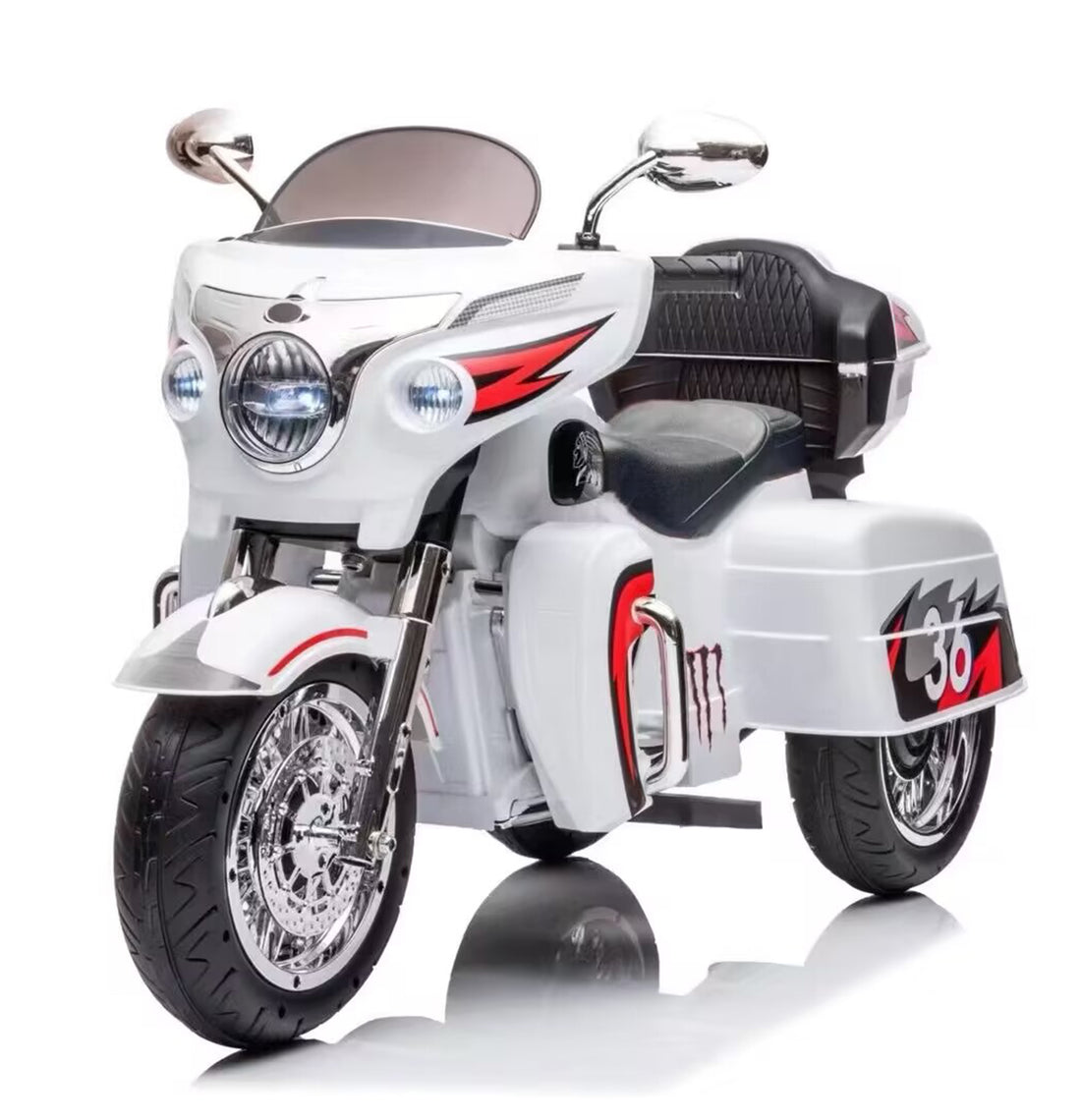 Kids Motorcycle,Ride On Motorcycle,Kids Electric Motorcycle 12V Two Seat Motorcycle For Kids, Motorbike For Kids With Key Start 3 Wheels Headlight Storage Box Two Motor Two Seat White Plastic Indoor