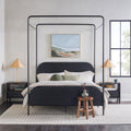 Modern Metal And Wood Canopy Queen Bedframe Black Queen Black Mdf Steel