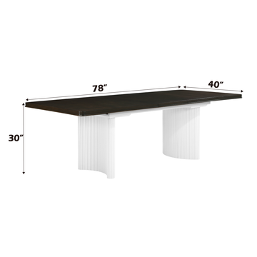 Carena Dining Table W Leaf, White & Brown Finish Dn02955 White Black Wood
