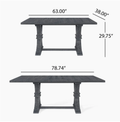 Devingo Extendable Dining Table Gray Seats 6 Gray Dining Room Rubberwood Solid Wood Mdf