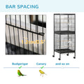 Pawhut Large Bird Cage With 1.7 Ft. Width For Wingspan, Bird Aviary Indoor With Multi Door Design, Fit For A Canary, Finch, Conure, 55