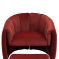 Coolmore Accent Chair With Ottoman, Mid Century Modern Barrel Chair Upholstered Club Tub Round Arms Chair For Living Room Bedroom Office Wine Red Velvet Wine Red Foam Velvet