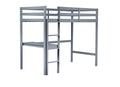 Twin High Loft Bed, Rubber Wood Loft Bed With Safety Guardrail, Built In Desk, Ladder,Grey Twin Grey Rubber Wood