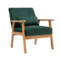 Leisure Chair With Solid Wood Armrest And Feet, Leisure Chair, Wood Frame, Velvet, L, Solid Rubber Wood Legs, Mid Century Modern Accent Chair, For Living Room Bedroom Studio Chair Emerald Corduroy