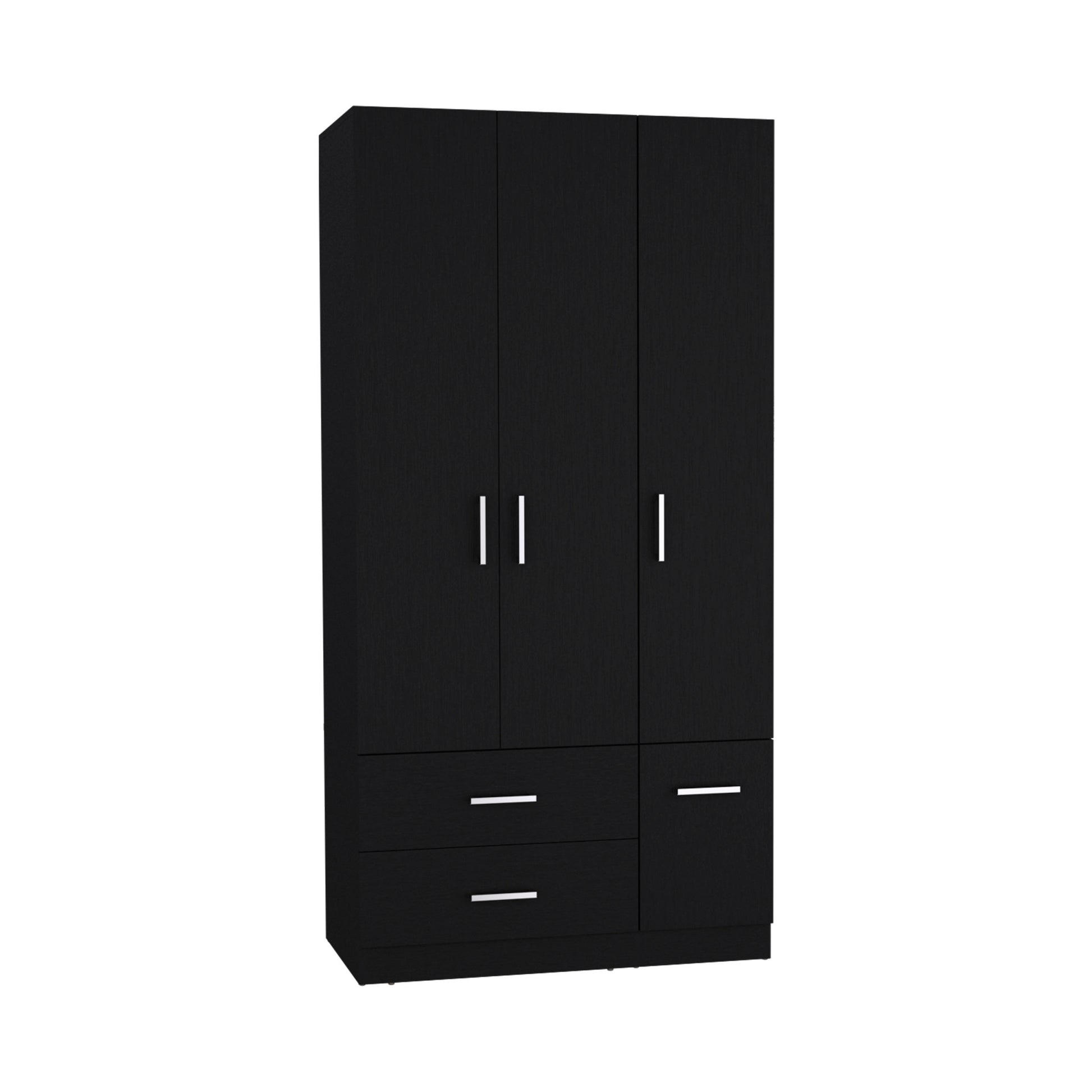 Sebree 71" High Armoire Wardrove Closet With 2 Drawers, Four Doorsthree Cabinetsix Shelves And Hanging Rod, Bedroom Clothes Storage Cabinet Organizer Black Bedroom Modern Particle Board