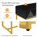 Modern Sleek Console Table Two Drawers With Stripe Design For Living Room And Entryway Black Black Mdf