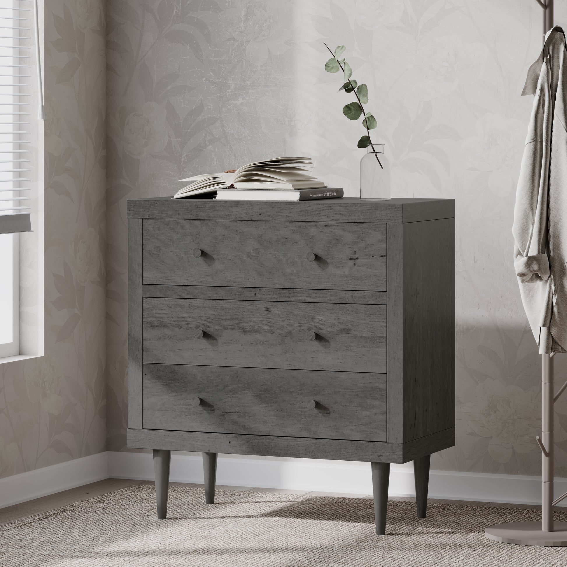 Nordic 3 Drawer Chest Grey Mdf