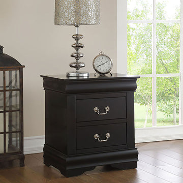 Black 2 Drawer Nightstand Black 2 Drawers Bedroom Rectangle Traditional Pine Wood