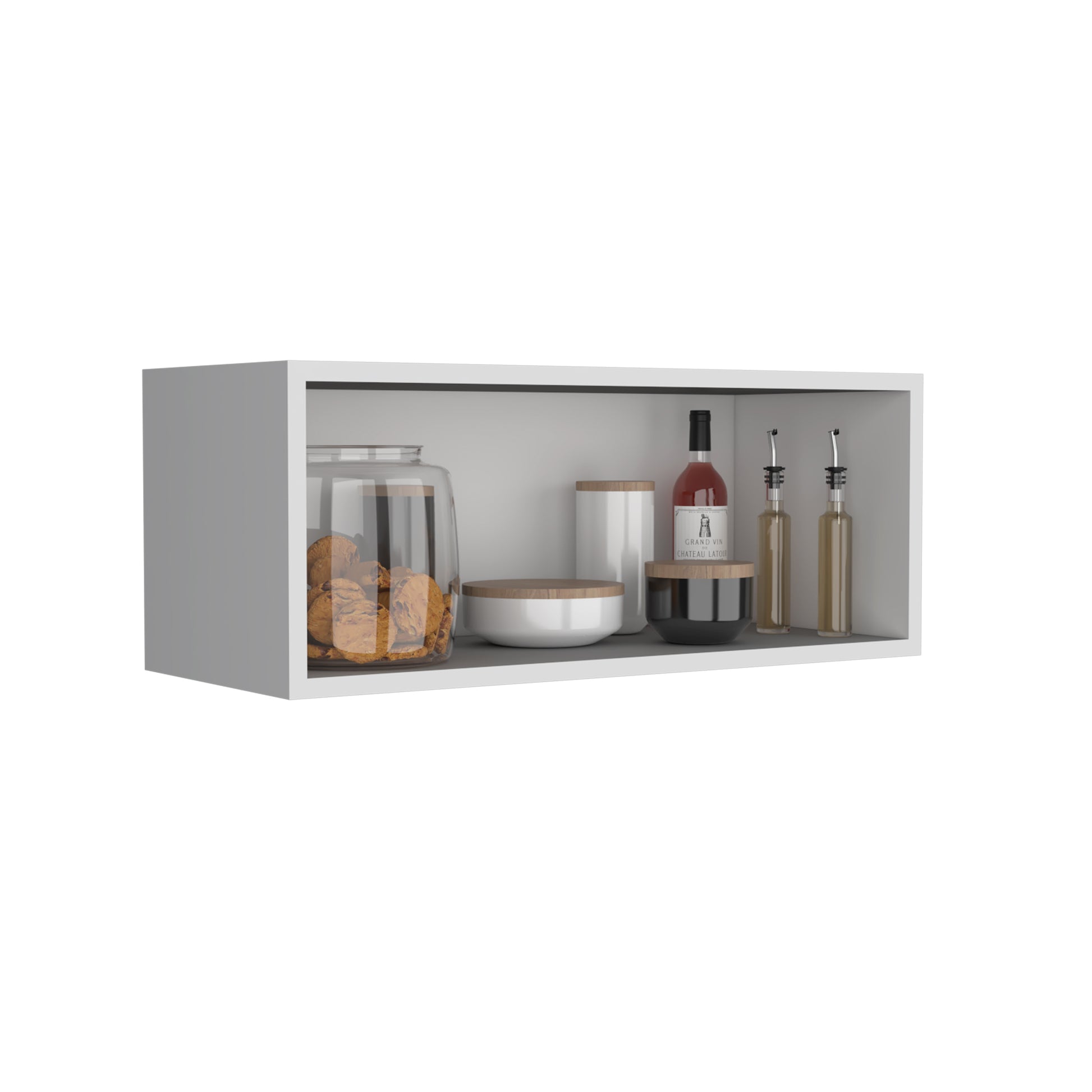 Wally 30" Wide X 12"H Open Wall Cabinet, Wall Shelf, Storage Cabinet, Cube Shelf Bedroom, Office, Living Room, Garage White Primary Living Space Shelves Included Modern Particle Board