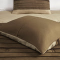 7 Pc Pieced Faux Suede Comforter Set Natural Cal King California King Natural Polyester