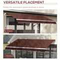 Outsunny 12' X 8' Retractable Awning Patio Awnings Sun Shade Shelter With Manual Crank Handle, 280G M Uv & Water Resistant Fabric And Aluminum Frame For Deck, Balcony, Yard, Brown Brown Aluminum