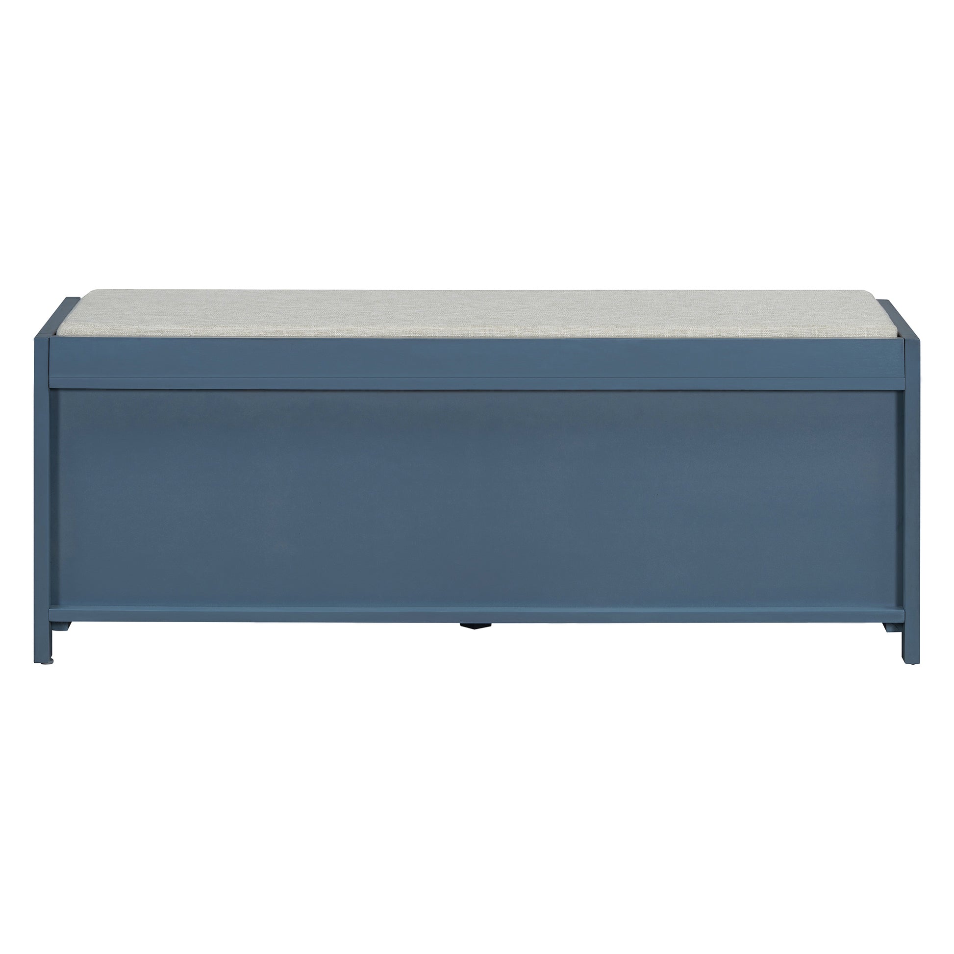 Distressed Shutter Storage Bench With Acacia Veneer For Retro Charm For Living Room, Entryway Navy Navy Mdf