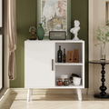 Sideboard Buffet Kitchen Storage Cabinet, Accent Cabinet With Solid Wood Feet For Decorated Doors, Dining Room, Hallway, Cupboard Console Table, Liquor Accent Cabinet White White Wood