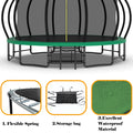 16Ft Outdoor Trampoline For Kids And Adults, Pumpkin Trampolines With Curved Poles,Heavy Duty Trampoline Anti Rust Coating Astm Approval Green Steel