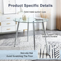 Table And Chair Set.A Modern Minimalist Round Dining Table With Transparent Tempered Glass Top And Silver Metal Legs,Paired With 6 Multiple Transparent High Quality Pet Dining Chairs With Silver Legs. Silver,Transparent Seats 6 Glass Metal
