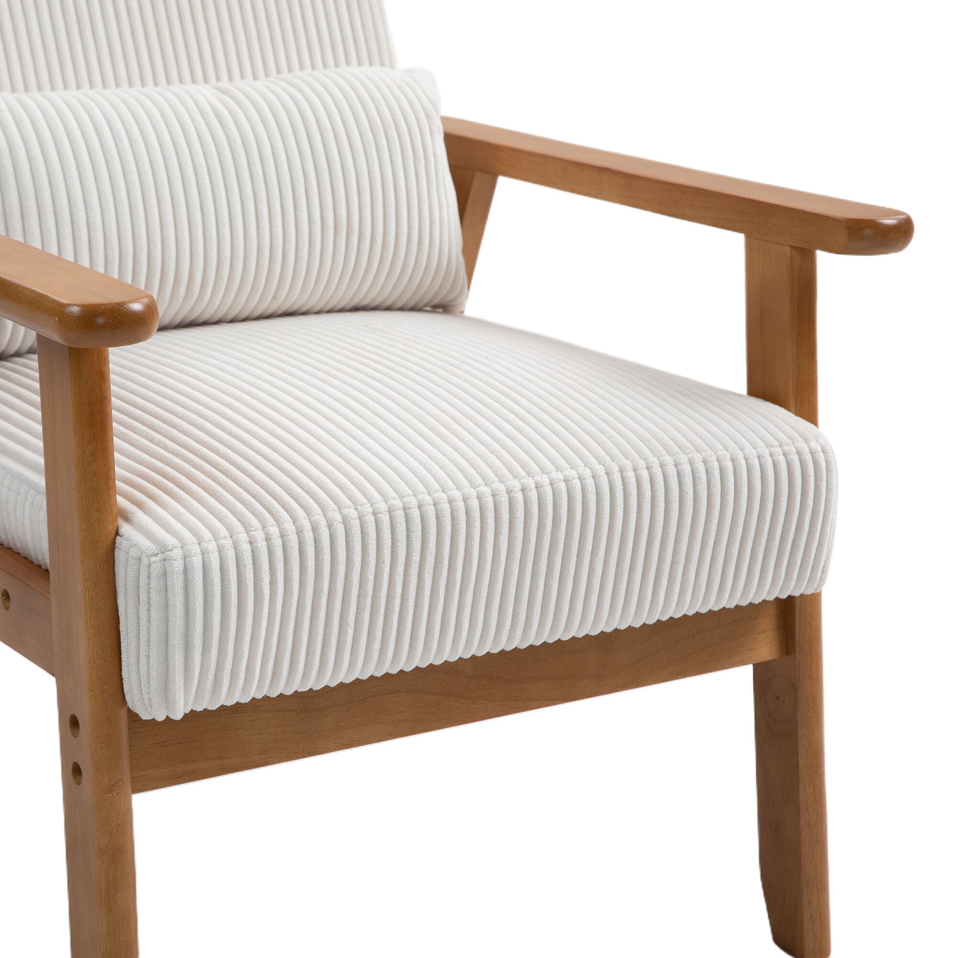 Leisure Chair With Solid Wood Armrest And Feet, Leisure Chair, Wood Frame, Velvet, Solid Rubber Wood Legs, Mid Century Modern Accent Chair, For Living Room Bedroom Studio Chair,Two Packs Beige Corduroy