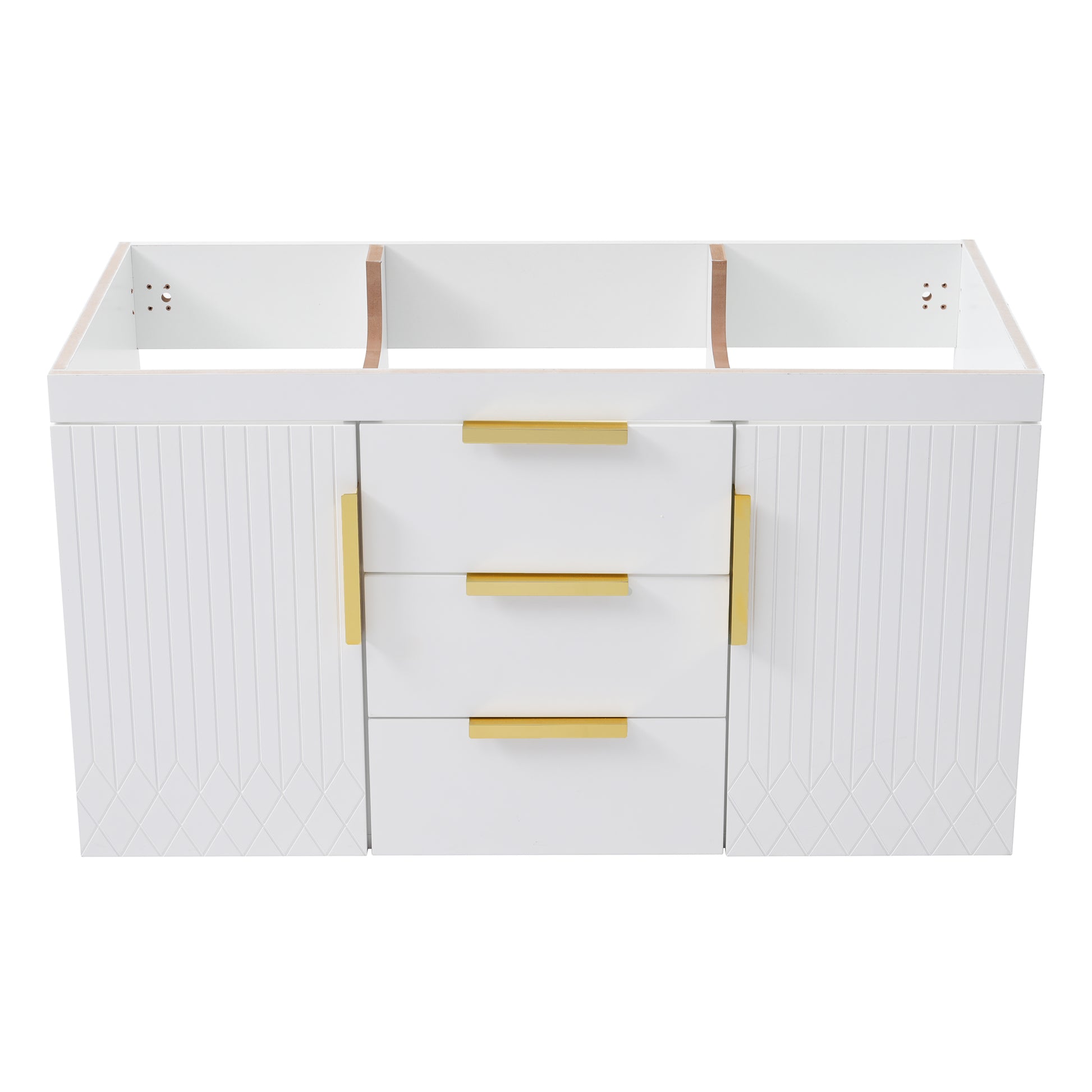 36'' Wall Mounted Bathroom Vanity Without Sink, Floating Bathroom Storage Cabinet With 2 Drawers, Solid Wood Bathroom Cabinet Not Include Basin Sink White Bathroom Modern Mdf