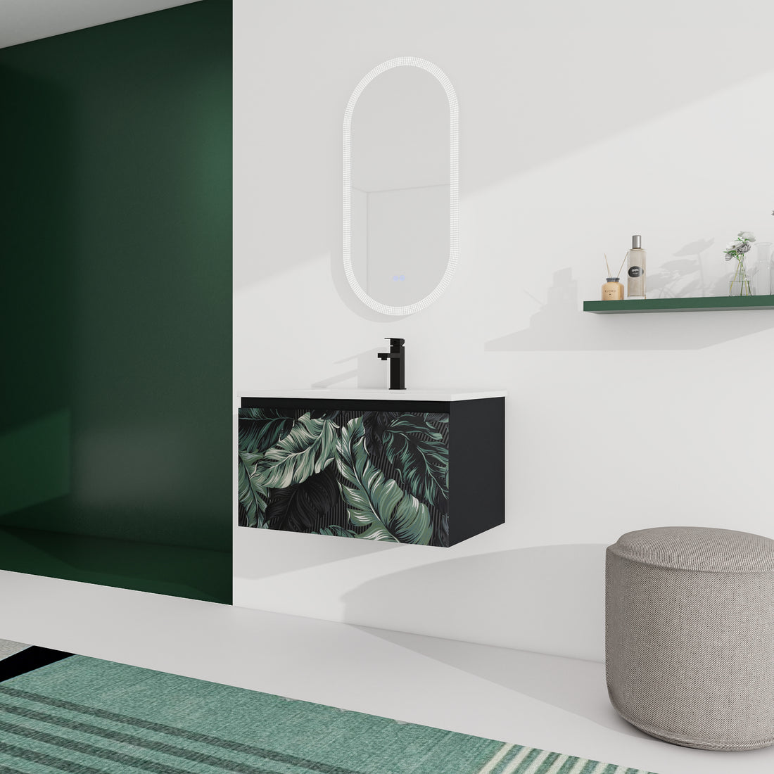 30'' Floating Wall Mounted Bathroom Vanity With Ceramics Sink & Soft Close Cabinet Door, Kd Package Black Bathroom Modern Plywood