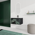 30'' Floating Wall Mounted Bathroom Vanity With Ceramics Sink & Soft Close Cabinet Door, Kd Package Black Bathroom Modern Plywood