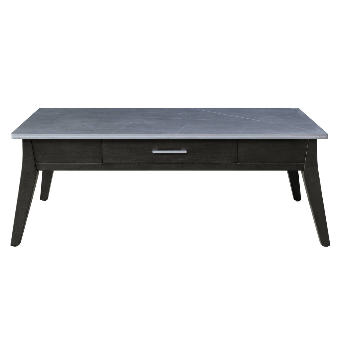 Sintered Stone And Dark Brown 1 Drawer Coffee Table Dark Brown Primary Living Space Drawers Rectangular Solid Wood Mdf