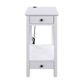 White Storage Accent Table With Usb White White Primary Living Space Modern Drawers Rectangular Wood