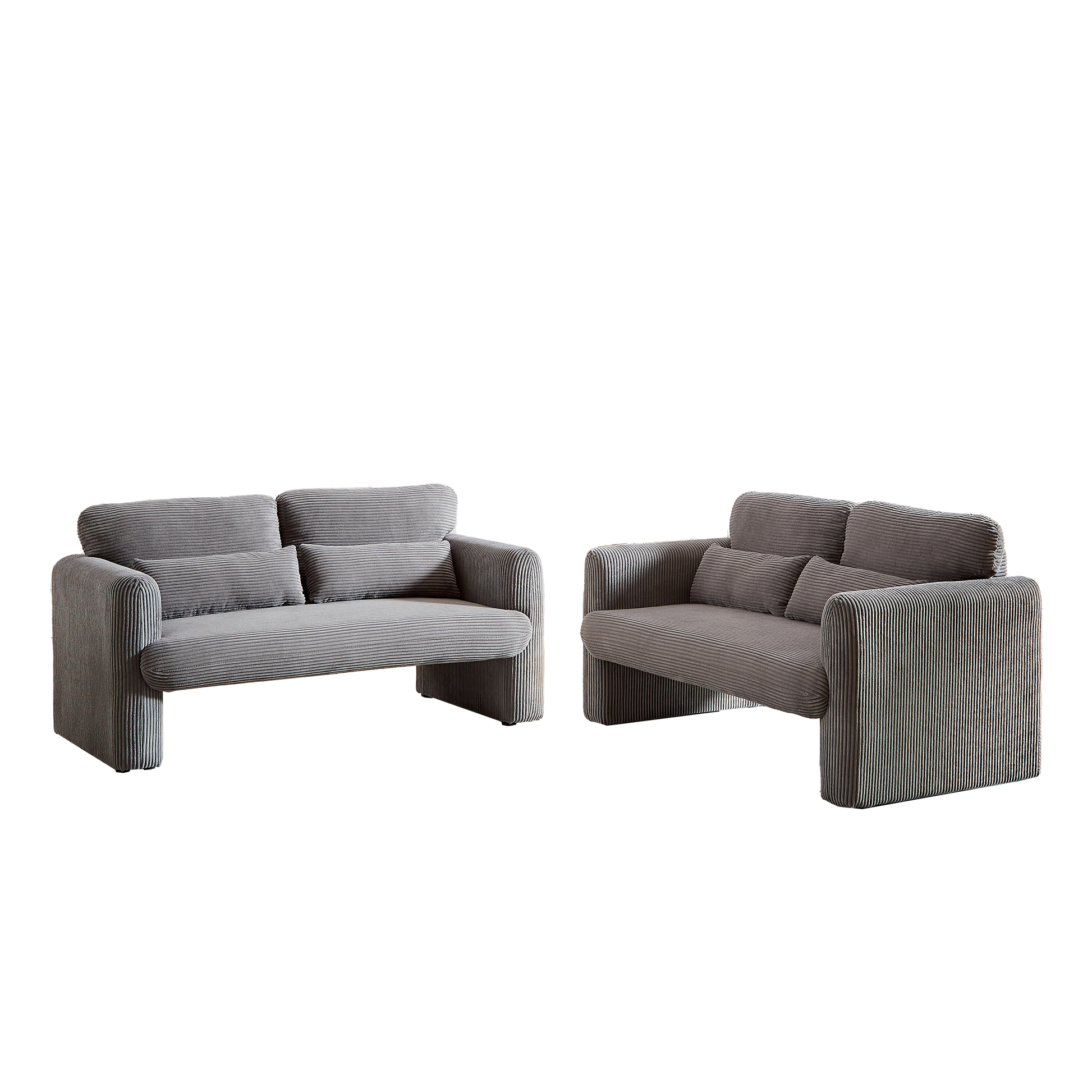 60"Corduroy Fabric Loveseat Sofa With 60"Loveseat Sofa, Modern Sofa With Support Pillow, For Apartment, Office, Living Room & Bedroom Grey Corduroy 2 Seat