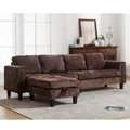 Arrived 5 Seat Modular Sofa,With Storage Ottoman, Convertible Sectional Sofa, L Shaped Couchreversible Chaise ,Riveted Sofa,Chenille, Brown Brown Polyester Wood Primary Living Space Medium Soft Cushion Back Modern Square Arms Foam Metal & Wood 5 Seat