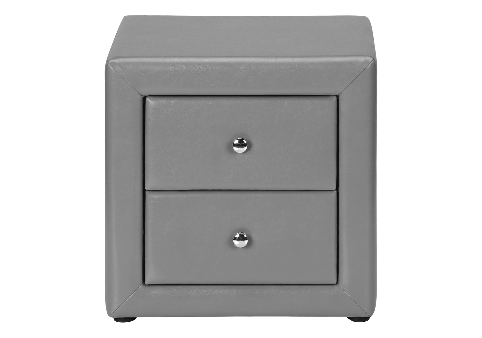 Nightstand, Nightstand, End, Side, Lamp, Storage Drawer, Bedroom, Upholstered, Grey Leather Look, Transitional Grey Mdf