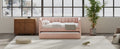 Twin Size Upholstered Velvet Daybed With Trundle, Pink Box Spring Not Required Twin Pink Wood Bedroom Bed Frame Velvet Upholstered