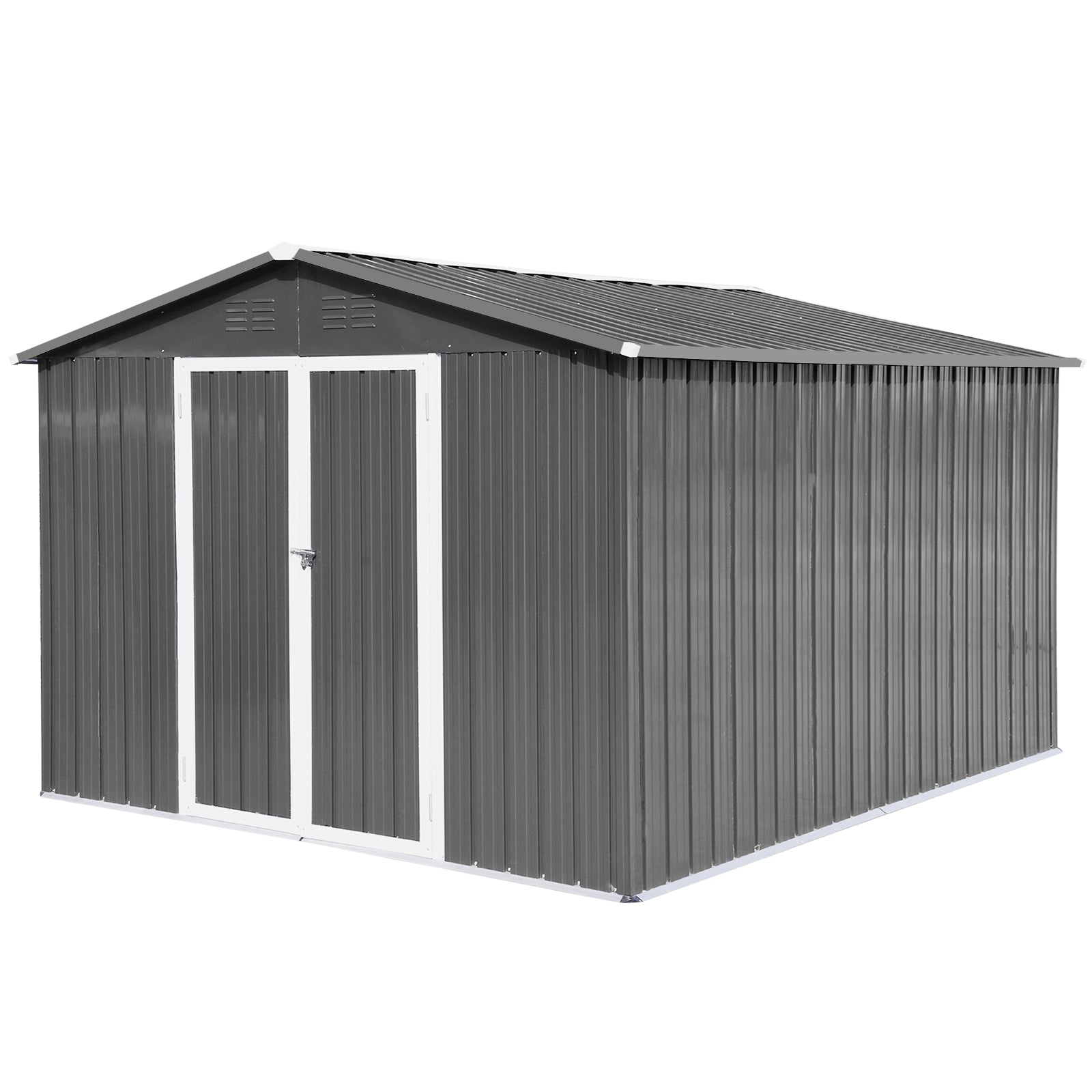 Metal Garden Sheds 10Ftx12Ft Outdoor Grey Grey Metal