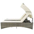 Patio Daybed Outdoor Daybed Outdoor Rattan Sun Lounger With Shelter Roof With Adjustable Backrest, Storage Box And 2 Cup Holders For Patio, Balcony, Poolside,Cream Yes Cream Seats 2 Water Resistant Frame Water Resistant Cushion Garden & Outdoor Sectional