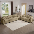 Modern Fabric Living Room Sofa Two Piece Set, Two 2 Seater Sofas With 8 Cushion Upholstery Large Deep Seat Recliner, Tan Corduroy Fabric Tan Corduroy 5 Seat
