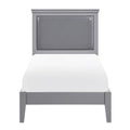 Classic Gray Finish Twin Size Panel Bed Upholstered Headboard Wooden Bedroom Furniture 1Pc Box Spring Required Twin Gray Wood Bedroom Panel Faux Leather Wood