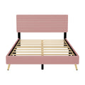 2 Pieces Bedroom Sets Queen Size Upholstered Bed Frame, Modern Corduroy Storage Ottoman,Pink Queen Pink 2 Piece Set Solid Wood Mdf