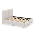 Full Size Upholstered Platform Bed With Support Legs,Beige Beige Upholstered